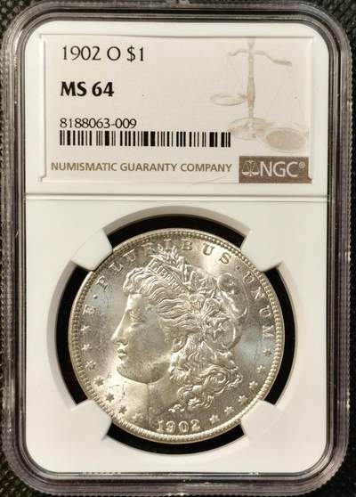 甄臻铺-世界币章拍卖（第38期）立冬小精品场，送拍享返佣金等优惠多多 - NGC-MS64 美国1902年O版摩根一元银币