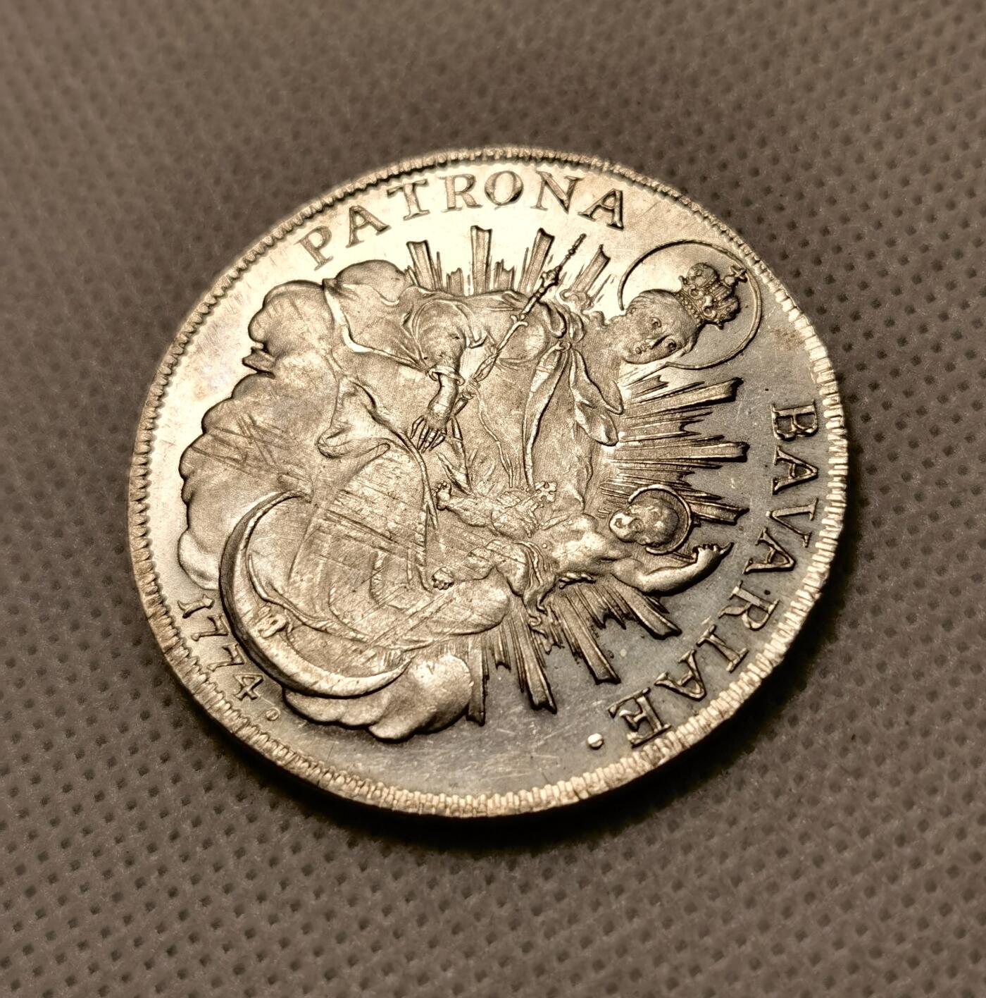 甄臻铺-世界币章拍卖（第38期）立冬小精品场，送拍享返佣金等优惠多多 巴伐利亚 1774A圣母抱婴泰勒银币，PL质感，高分品相