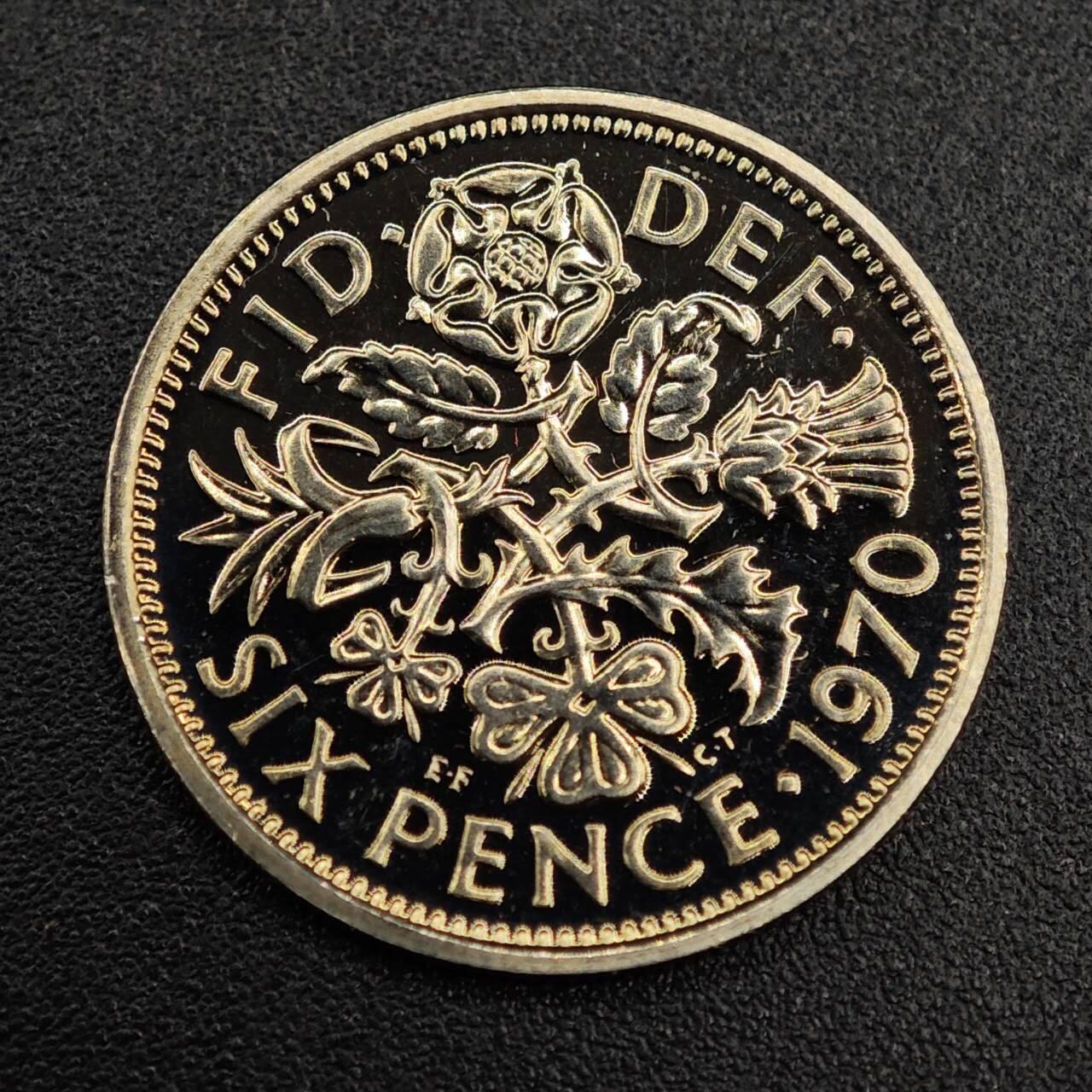 【淘币小摊】实时拍第七百九十一拍   散币纸币套币场   满百包邮可预留二周 每周一统一发货   英国1970年6便士精制镍币