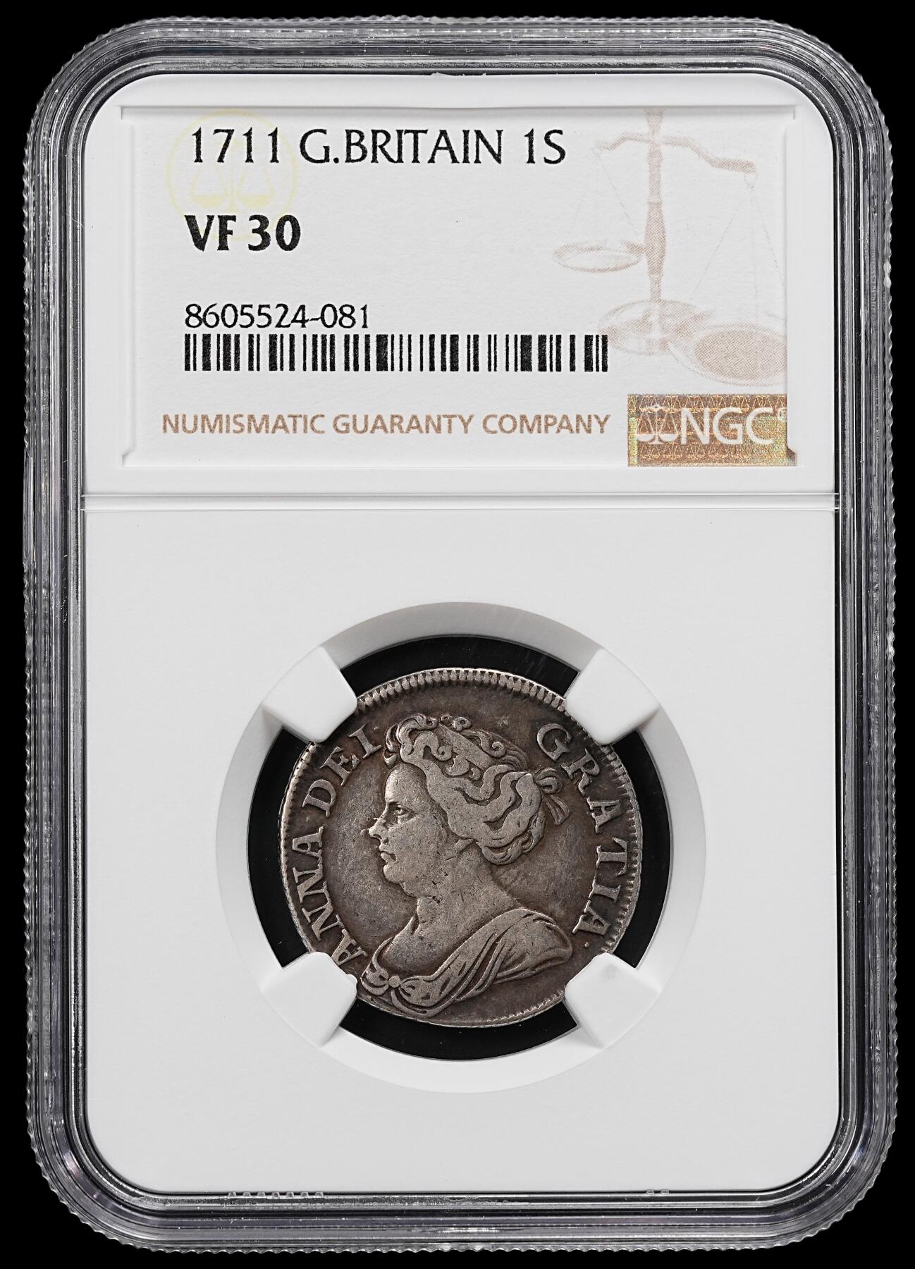 修遠堂世界钱币第九十二期 NGC VF30 1711年英国1先令银币