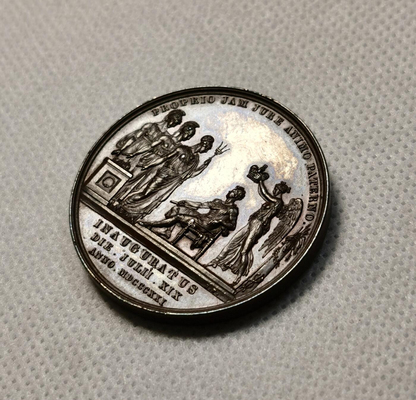 甄臻铺-世界币章拍卖（第38期）立冬小精品场，送拍享返佣金等优惠多多 英国1821年乔治四世加冕铜章 超高浮雕，好品裸章几乎少见