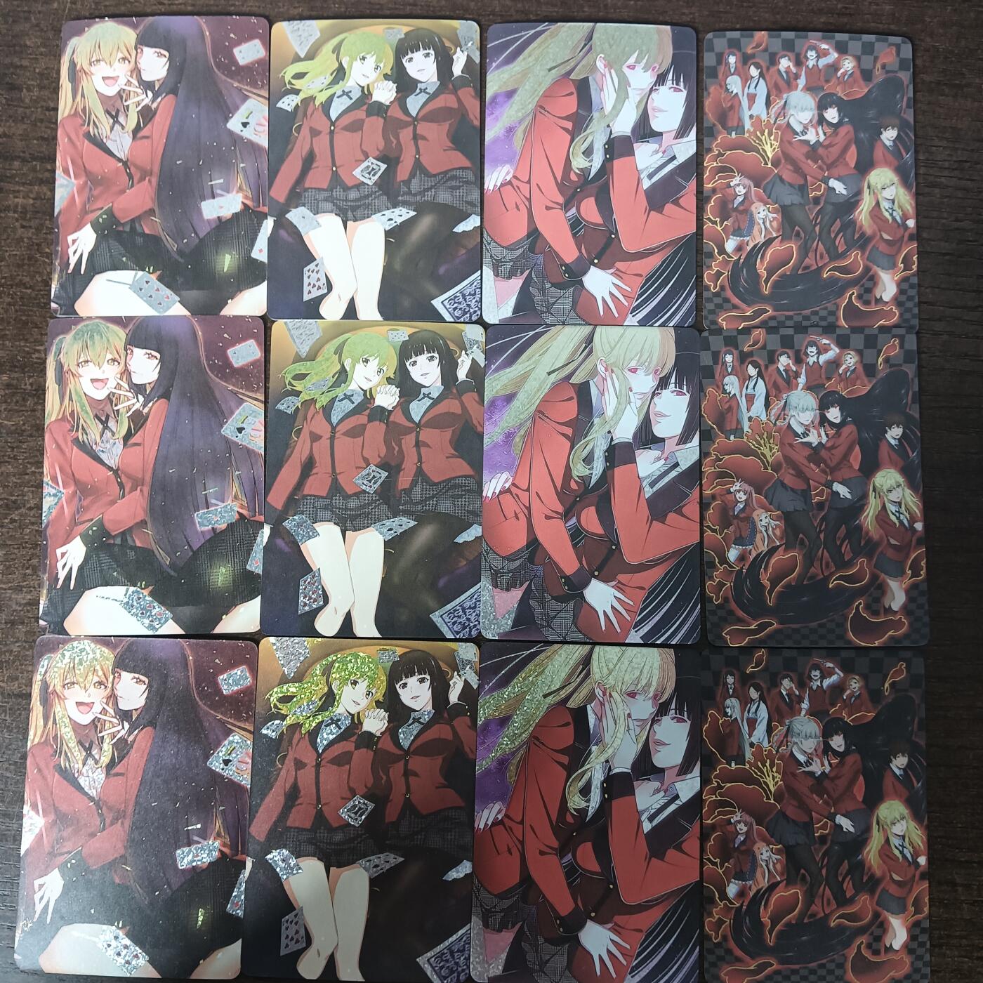 花开卡拍第46期（11月9号周日截拍，品控勿拍!!!拍品不寄存，运费5元，自制卡难免瑕疵，可能存在轻微撞角爆边等出厂瑕疵，品控介意勿拍！） 狂赌之渊 美少女贴贴 1套4张 3宫 共12张 钻闪