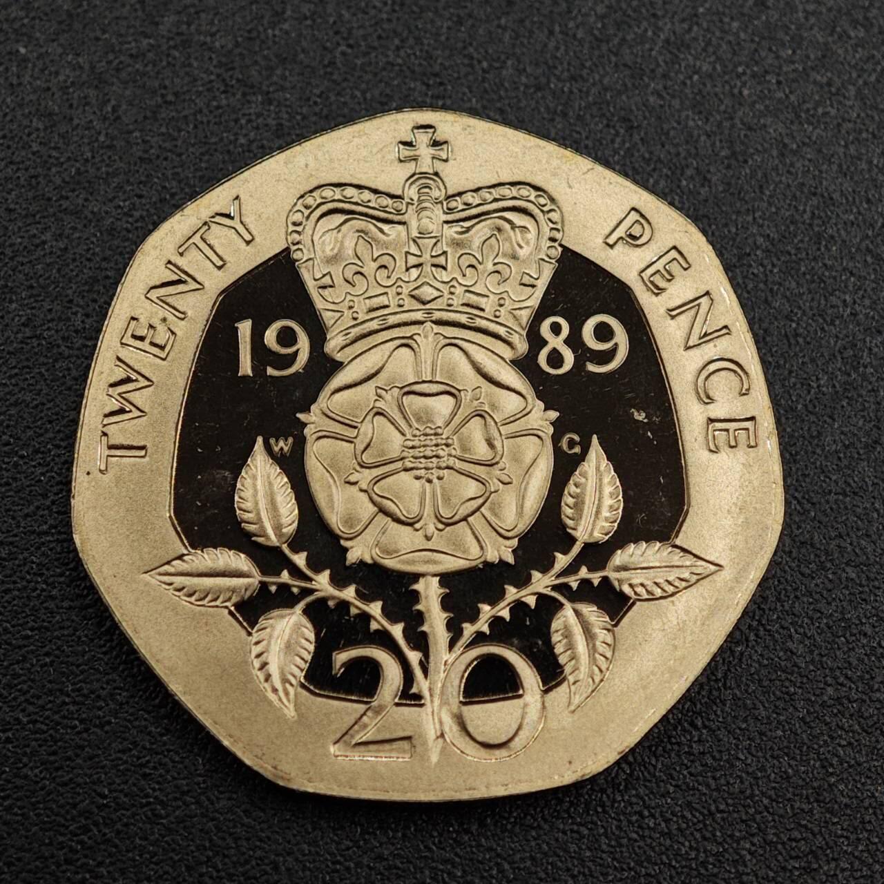 【淘币小摊】实时拍第七百九十一拍   散币纸币套币场   满百包邮可预留二周 每周一统一发货   英国1989年20便士精制镍币