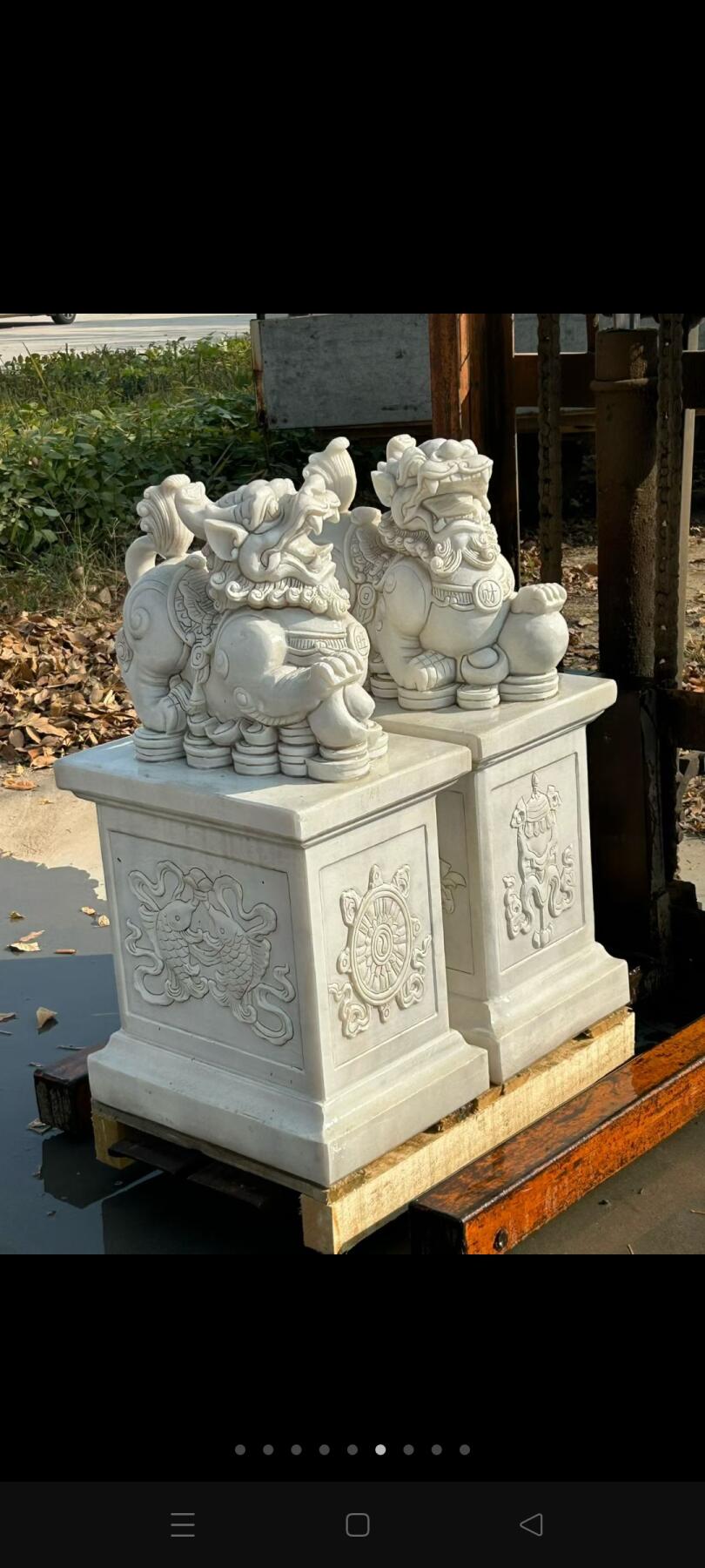 汉白玉石抱鼓门蹲，尺寸如图，全品