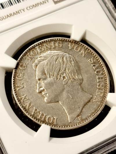 甄臻铺-世界币章拍卖（第38期）立冬小精品场，送拍享返佣金等优惠多多 NGC-AUD 德国1859年萨克森矿业流通1泰勒 矿工人物刻画细致完整