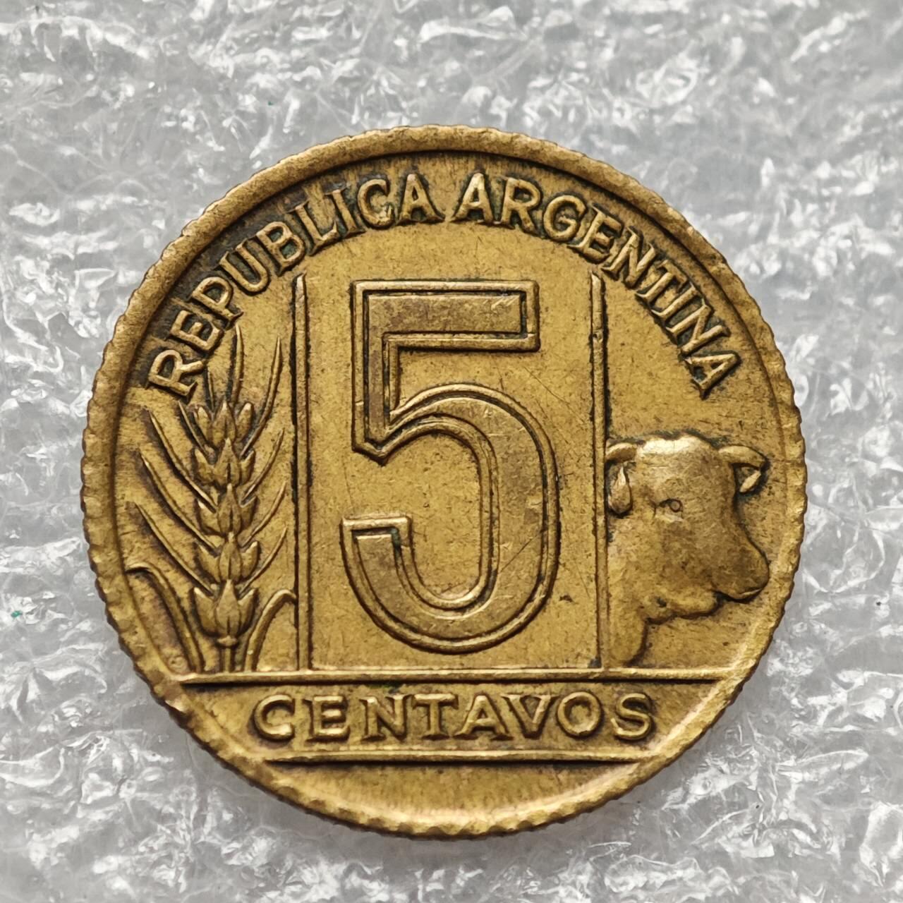 【淘币小摊】限时拍第七百九十五拍  葡属印度爪哇波兰阿根廷专场  满百包邮可预留两周  周一统一发货  阿根廷1943年5分铜币女神头像 km40