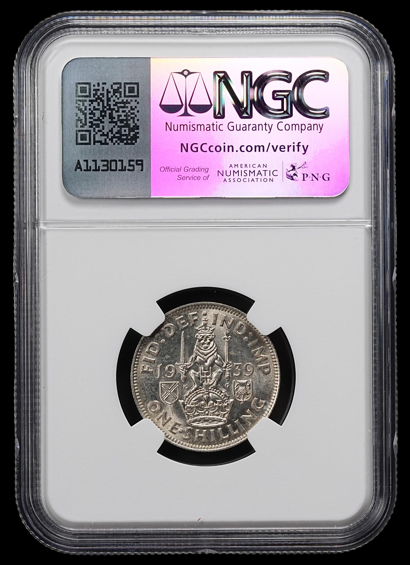 修遠堂世界钱币第九十二期 NGC MS63 1939年英国1先令银币  苏格兰徽章版