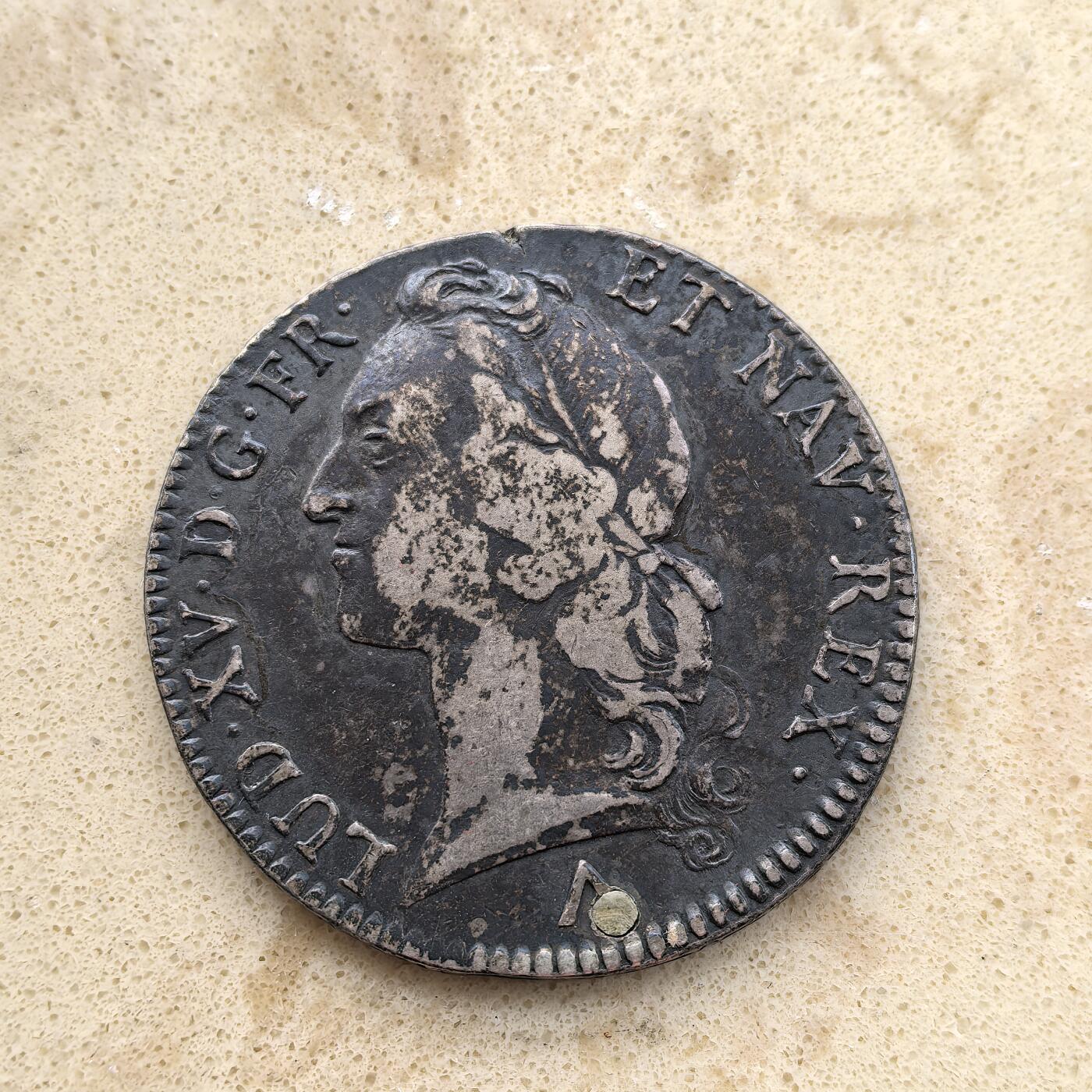 道一币馆币章第一百五十五场 有修补 法国1761年路易十五1埃居银币