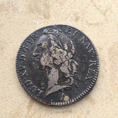 道一币馆币章第一百五十五场 - 有修补 法国1761年路易十五1埃居银币