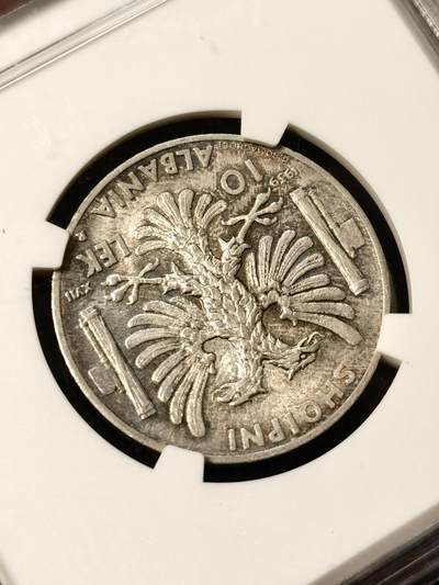 甄臻铺-世界币章拍卖（第38期）立冬小精品场，送拍享返佣金等优惠多多 NGC-AU58 意占阿尔巴尼亚1939年，10列克