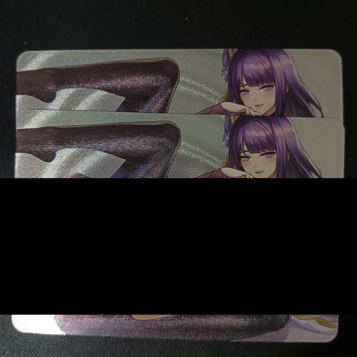 花开卡拍第46期（11月9号周日截拍，品控勿拍!!!拍品不寄存，运费5元，自制卡难免瑕疵，可能存在轻微撞角爆边等出厂瑕疵，品控介意勿拍！） 原神 艺术卡 雷电将军 2张 粗闪