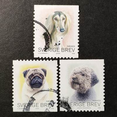 嘉禾收藏    【第372期】            无佣金、可寄存、满30元包邮 - 瑞典邮票，2008年狗邮票