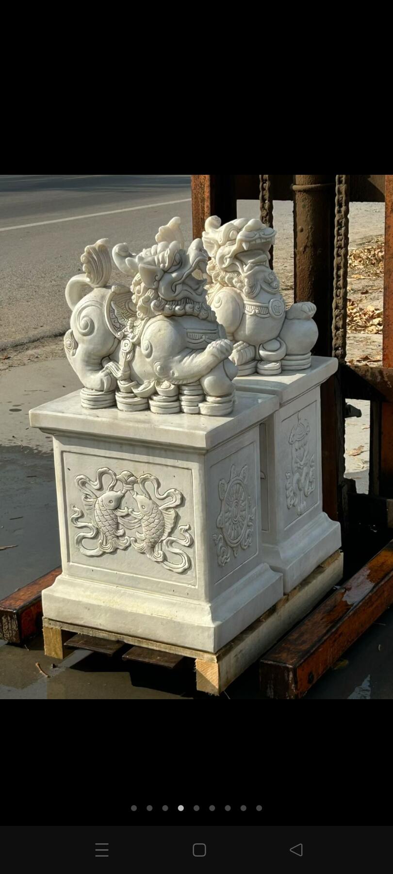 汉白玉石抱鼓门蹲，尺寸如图，全品