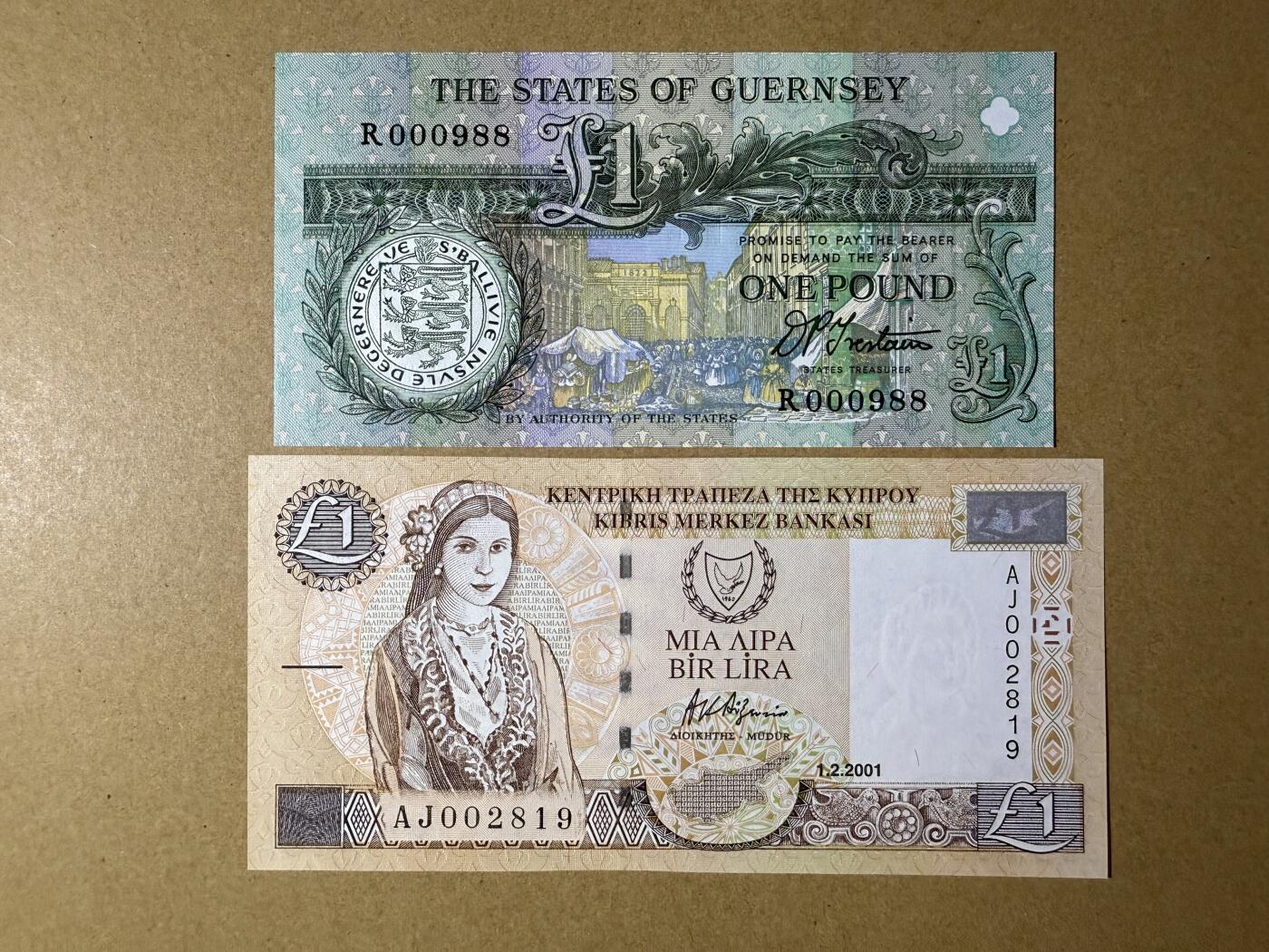 《艾美收藏》第219期-11.9周日外币畅拍场 根西、塞浦路斯1镑 UNC 小号无47