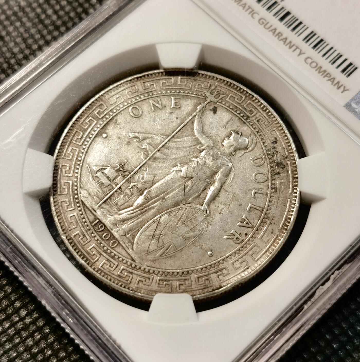 甄臻铺-世界币章拍卖（第38期）立冬小精品场，送拍享返佣金等优惠多多 NGC-XFD，1900B版站洋，n盒严评给了stain污渍，和环境损坏同属97，非常适合清洗再博分