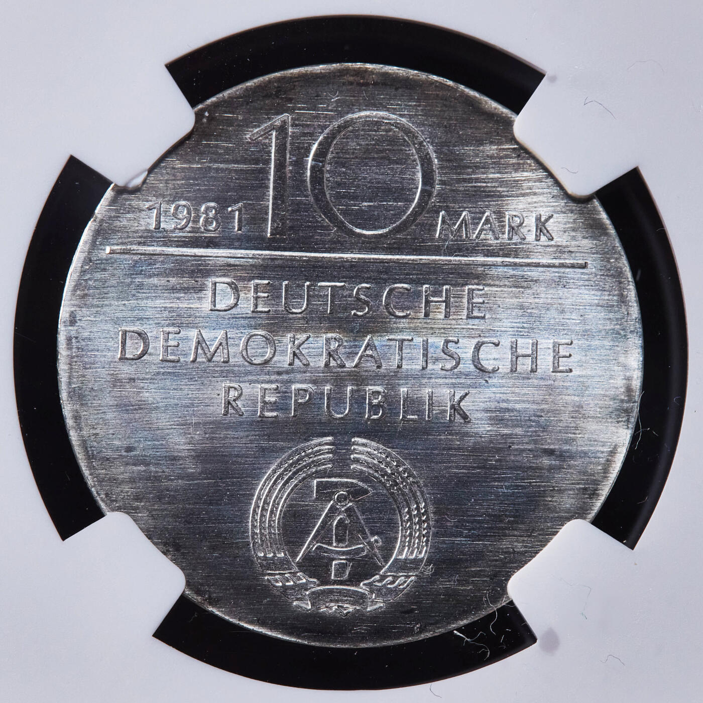 【俄甄集藏】2025年(044)11-12星期三晚 19:30 全场包邮 民主德国（东德）1981年纪念哲学家格奥尔格·威廉·弗里德里希·黑格尔逝世150周年10马克银币，NGC MS68，唯一冠军，重17克，50%银，发行量50000枚，少见品种