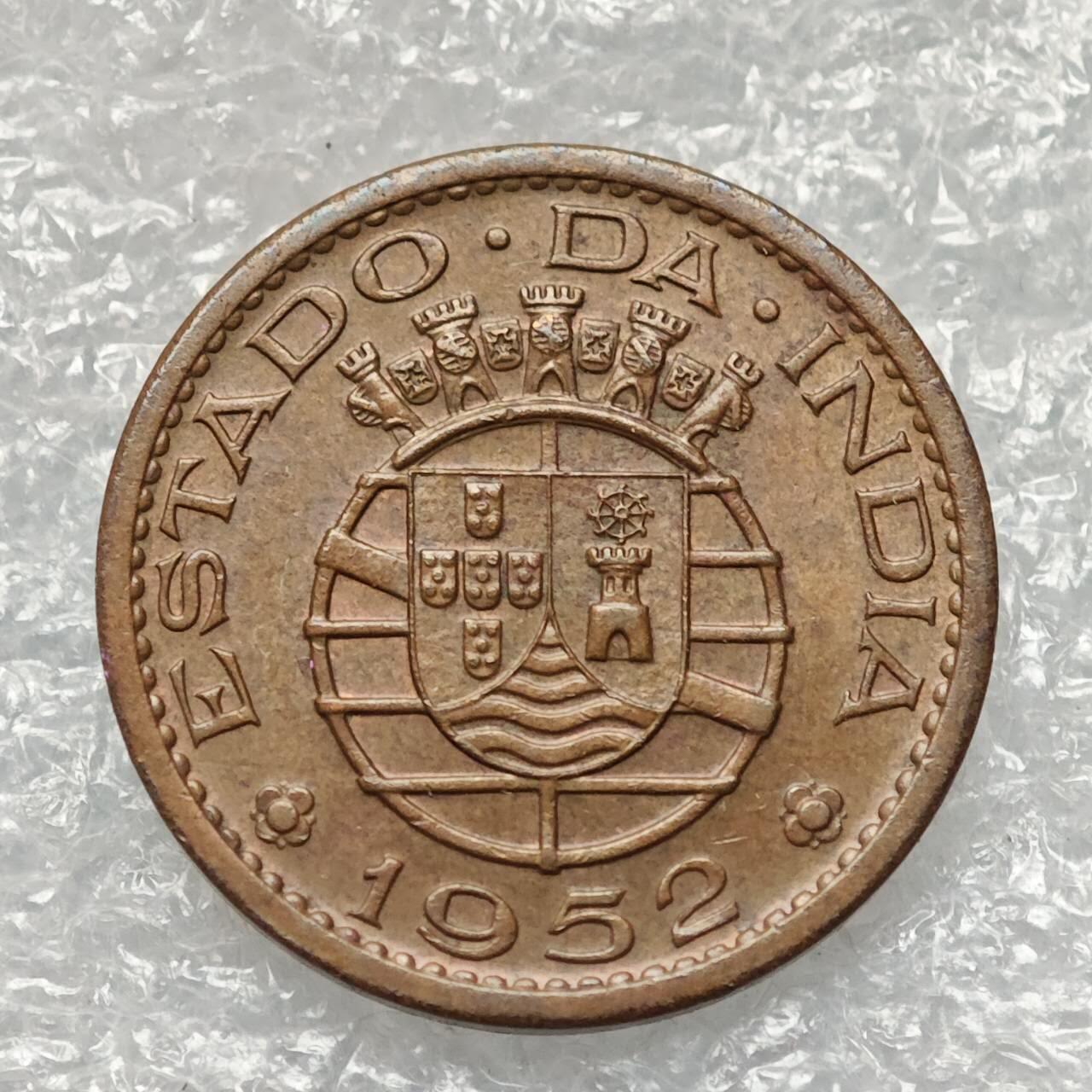 【淘币小摊】限时拍第七百九十五拍  葡属印度爪哇波兰阿根廷专场  满百包邮可预留两周  周一统一发货  葡属印度1952年1唐加铜币 km28