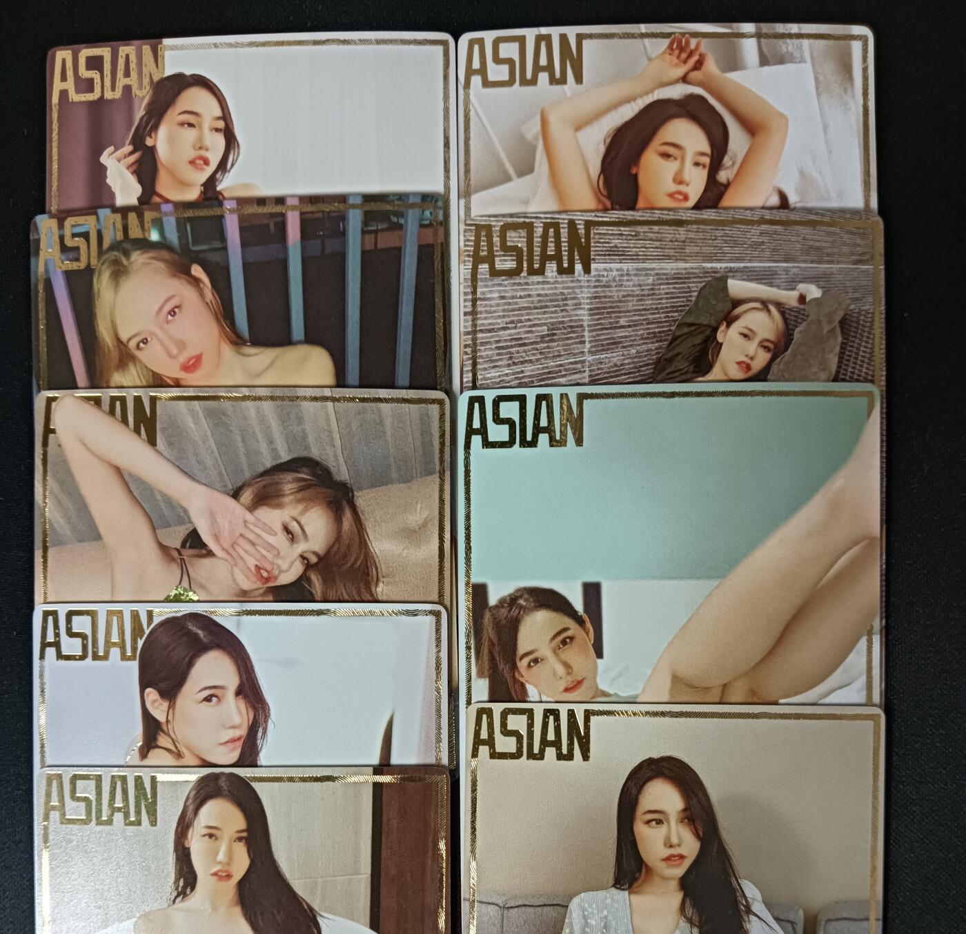 花开卡拍第46期（11月9号周日截拍，品控勿拍!!!拍品不寄存，运费5元，自制卡难免瑕疵，可能存在轻微撞角爆边等出厂瑕疵，品控介意勿拍！） 卡颜月色 ASIAN GIRL 钻闪套9张