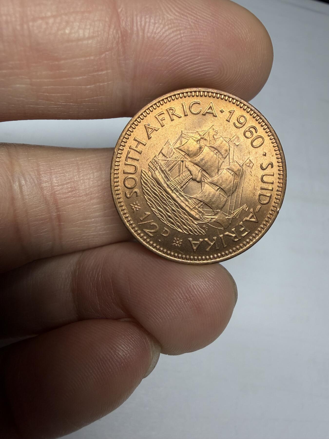 2025年集古藏今外币拍卖第十期-第3场—（总第283拍），可以寄存60天，满160元包邮。 UNＣ品南非1960年1/2便士