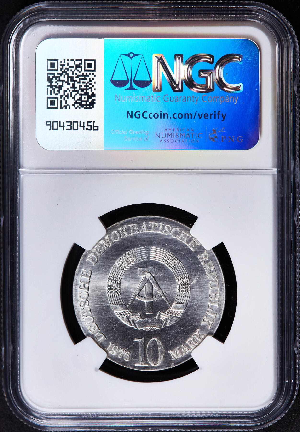 【俄甄集藏】2025年(044)11-12星期三晚 19:30 全场包邮 民主德国（东德）1976年纪念作曲家卡尔·马利亚·冯·韦伯逝世150周年10马克银币，NGC MS68，亚军，顶级状态，重17克，50%银，发行量94000枚，少见品种