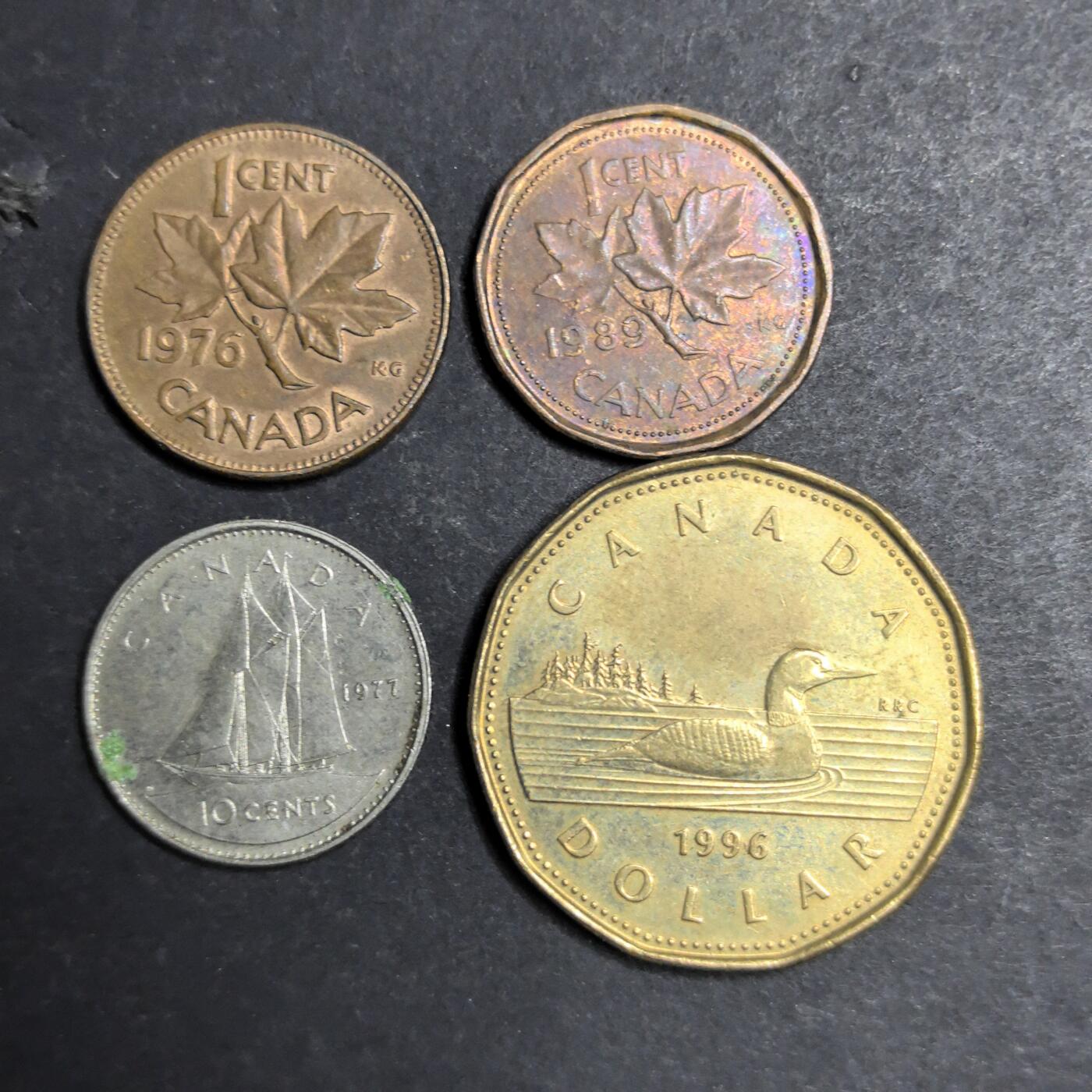 各国硬币第6期 无佣金 加拿大1  10元4个