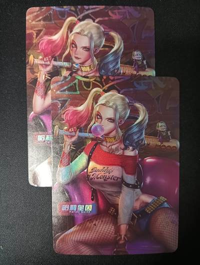 花开卡拍第46期（11月9号周日截拍，品控勿拍!!!拍品不寄存，运费5元，自制卡难免瑕疵，可能存在轻微撞角爆边等出厂瑕疵，品控介意勿拍！） - 艺术对卡 哈莉奎因 彩闪2张