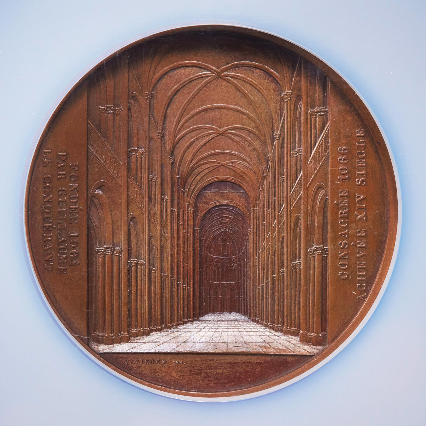 【俄甄集藏】2025年(044)11-12星期三晚 19:30 全场包邮 法国1862年雅克布·维纳教堂系列-卡昂圣埃提安教堂大铜章，NGC UNCD，名誉品种，设计精美，直径60mm