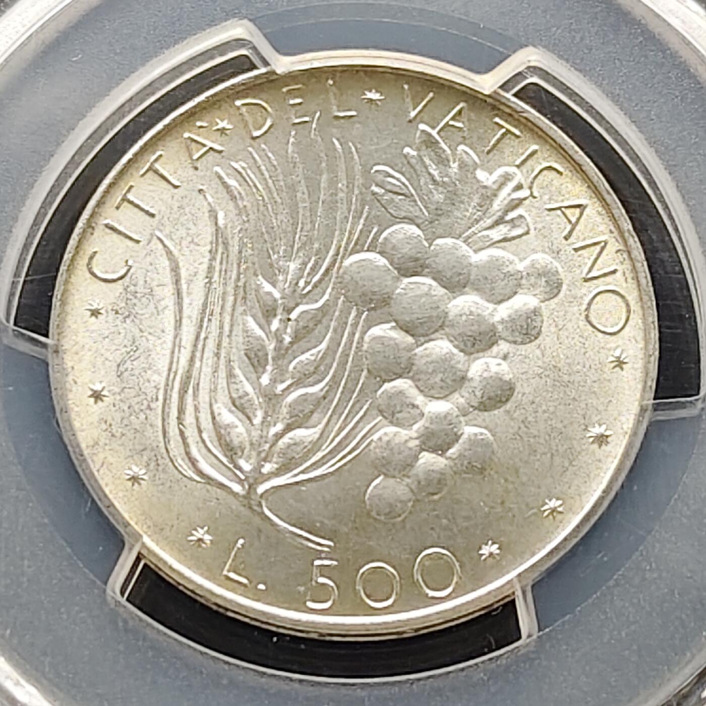 【全场包邮】纯粹捡漏拍477场（免费代拍第14场）调整中 梵蒂冈1973年500里拉银币-PCGS MS64