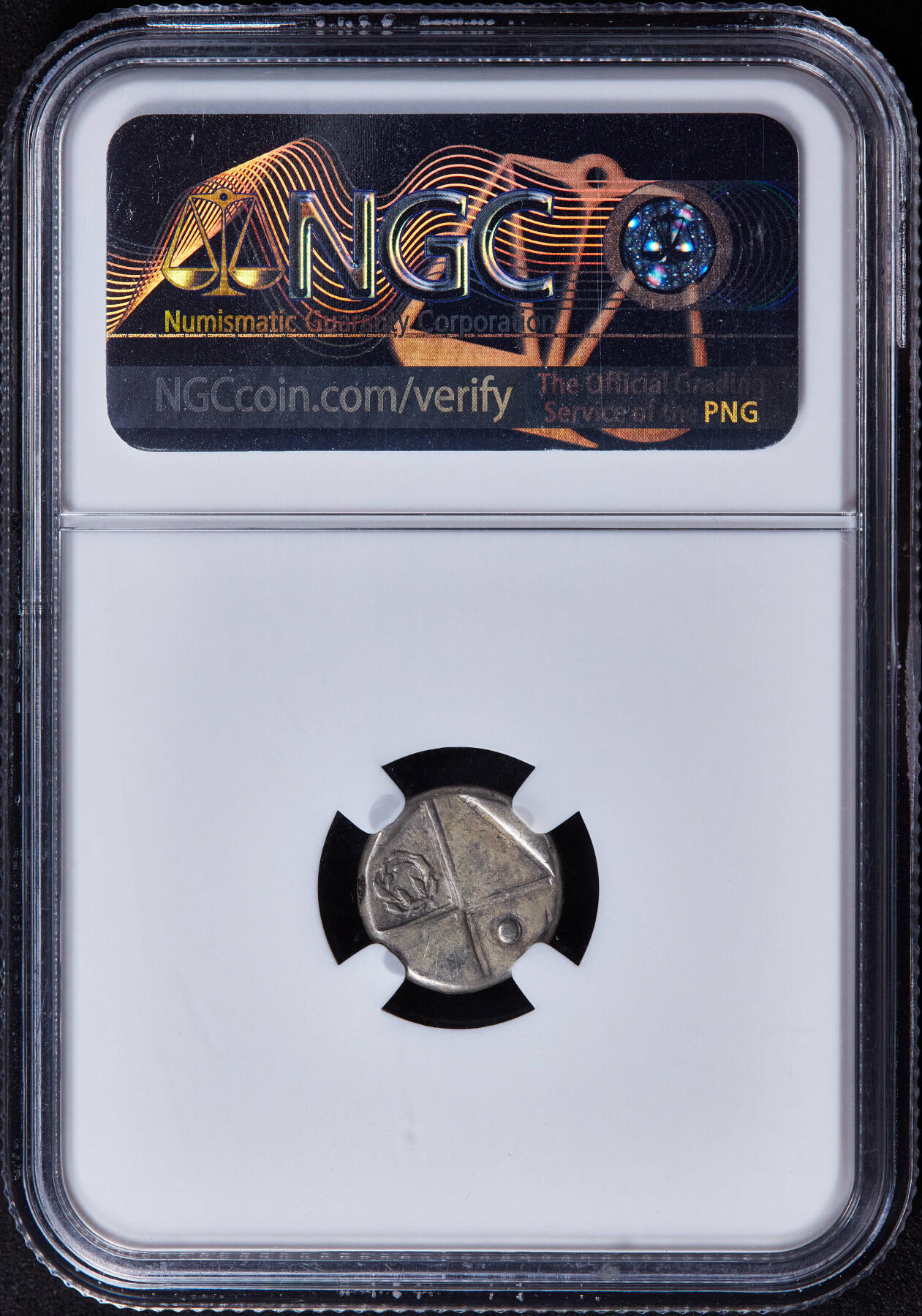 【俄甄集藏】2025年(044)11-12星期三晚 19:30 全场包邮 古希腊色雷斯切尔松尼索斯城邦公元前4世纪回首狮1德拉克马古代老假Fourrée银皮铜芯币，NGC ChVF，正面是回首狮子图案，背面为四格戳记内月桂环，整体银皮保存不错，回首狮少见的老假品种，直径13mm