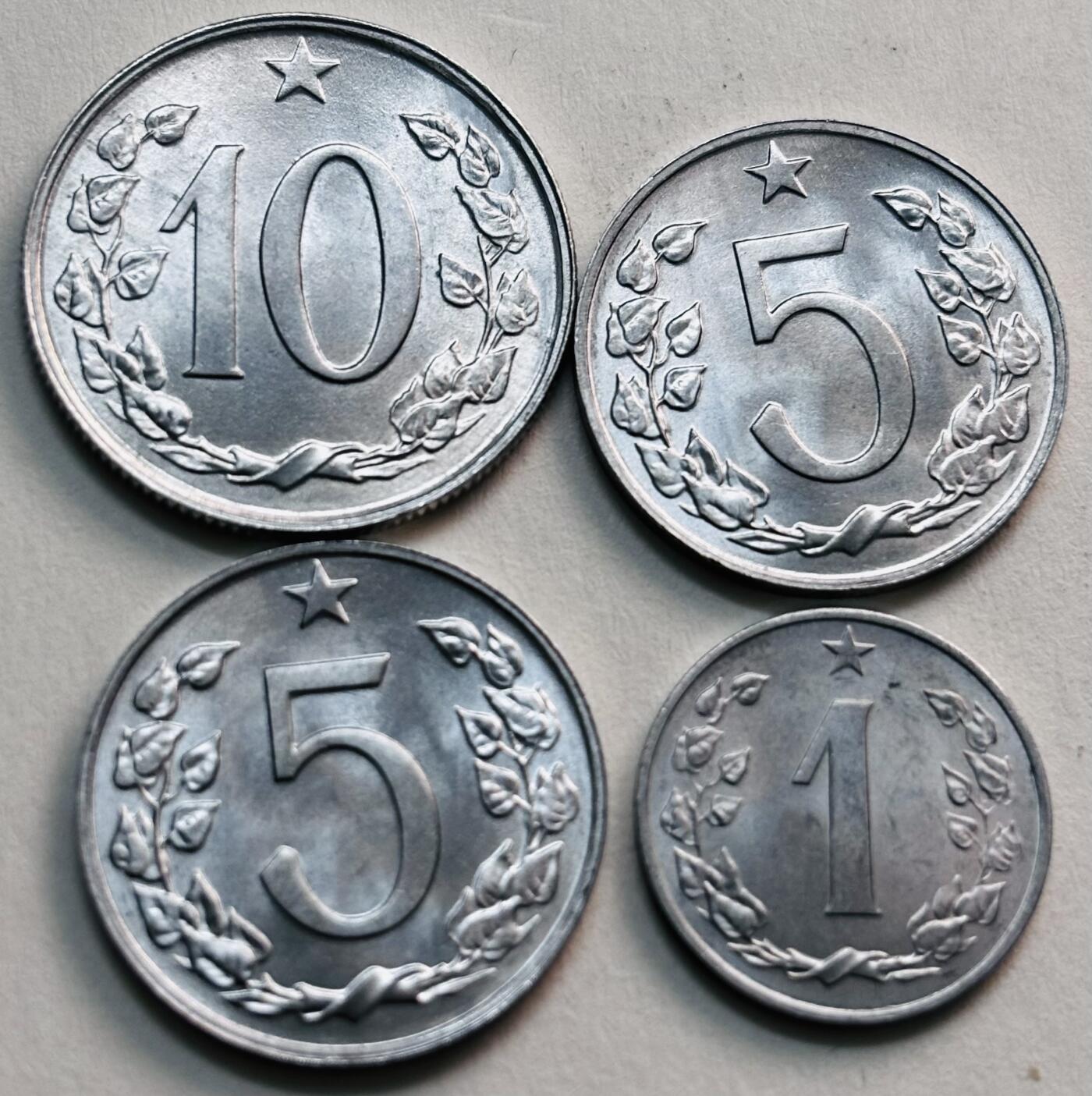 文馨钱币收藏第 279 场，银币，纪念铜章场 长期接收代拍品 全新捷克斯洛伐克 1-5-10 赫拉一组，都是 60-70 年代早期美品