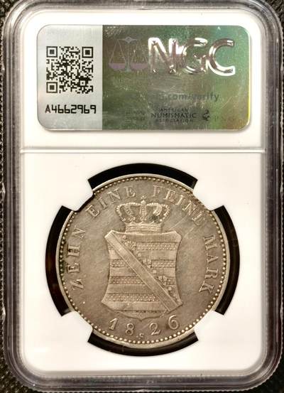 甄臻铺-世界币章拍卖（第38期）立冬小精品场，送拍享返佣金等优惠多多 NGC-AUD 1826年德国萨克森军装泰勒 早期大尺寸泰勒很少见 打制清晰