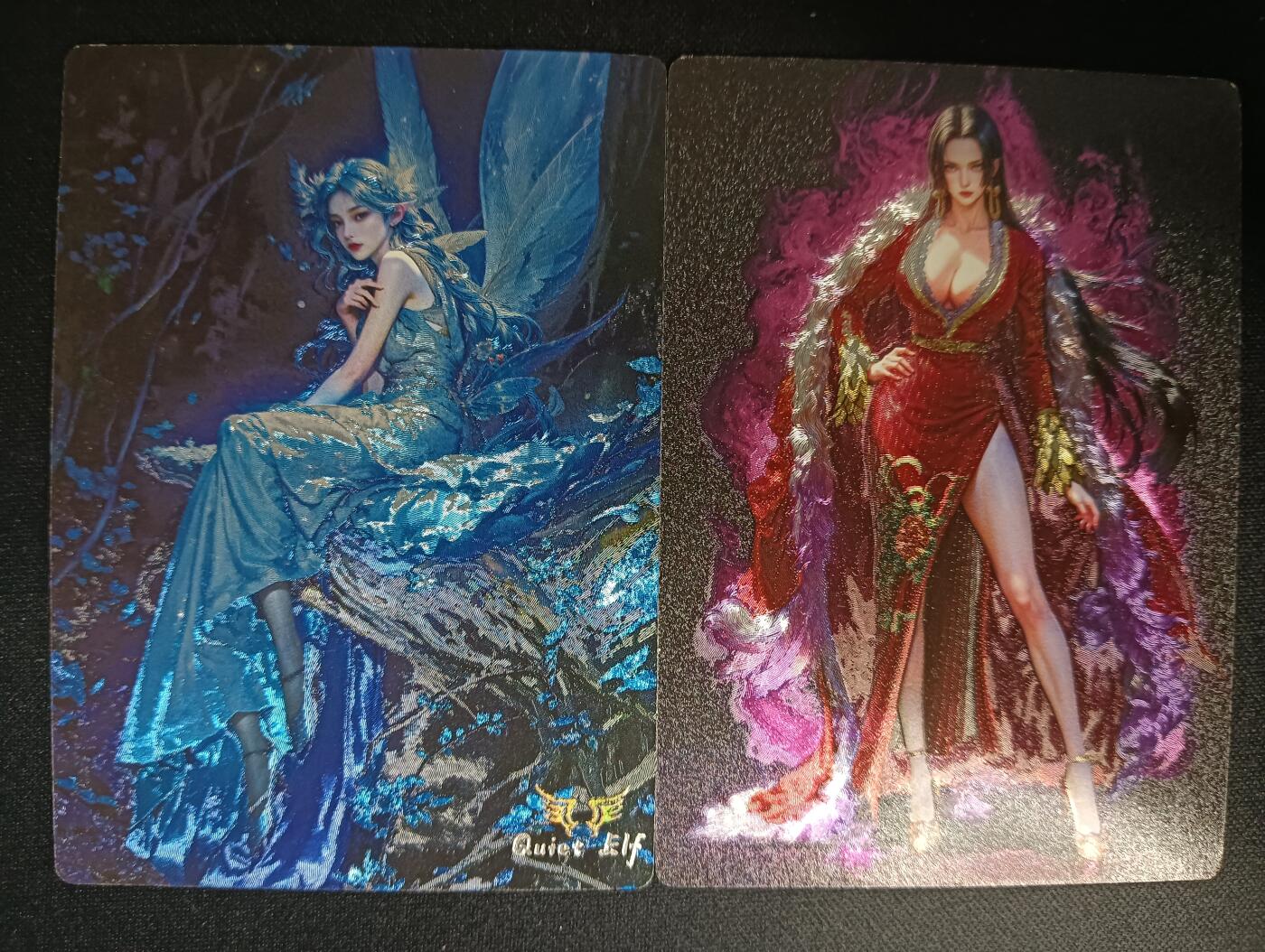 花开卡拍第46期（11月9号周日截拍，品控勿拍!!!拍品不寄存，运费5元，自制卡难免瑕疵，可能存在轻微撞角爆边等出厂瑕疵，品控介意勿拍！） 奇点 精灵与女帝 2张 粗闪