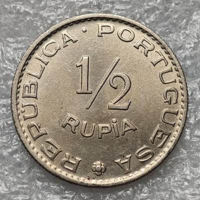 【淘币小摊】限时拍第七百九十五拍  葡属印度爪哇波兰阿根廷专场  满百包邮可预留两周  周一统一发货  - 葡属印度1952年1/2卢比镍币好品相 km26