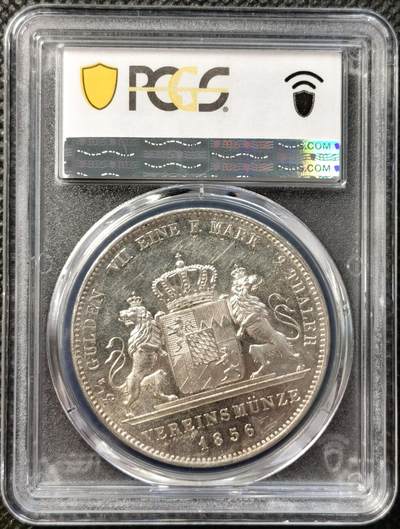 甄臻铺-世界币章拍卖（第38期）立冬小精品场，送拍享返佣金等优惠多多 PCGS MS61 1856年德国巴伐利亚马克西米利安二世双狮盾徽流通2泰勒 丝滑转光 镜面pl底板 状态异常舒适 更高分仅8枚