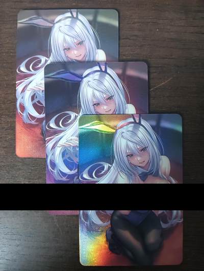 花开卡拍第46期（11月9号周日截拍，品控勿拍!!!拍品不寄存，运费5元，自制卡难免瑕疵，可能存在轻微撞角爆边等出厂瑕疵，品控介意勿拍！） - 银发兔女郎 3宫 彩闪