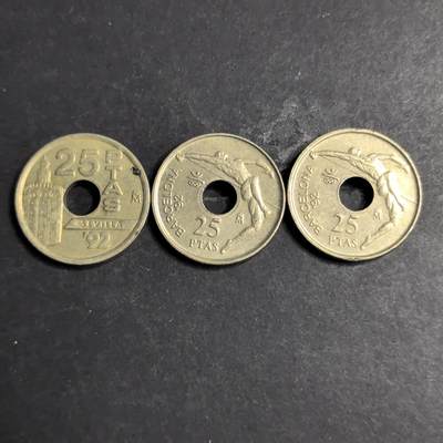 各国硬币第6期 无佣金 - 西班牙25比赛塔3个