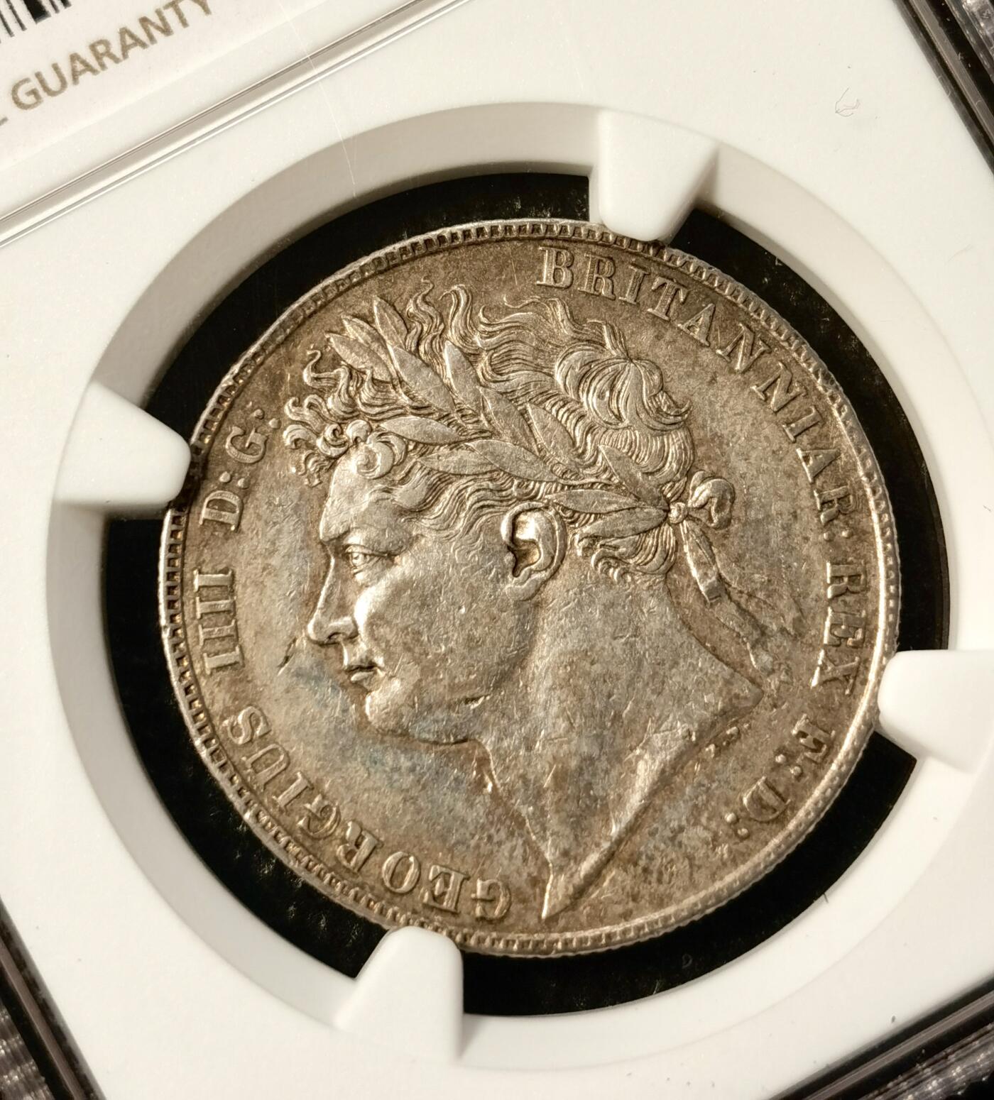 甄臻铺-世界币章拍卖（第38期）立冬小精品场，送拍享返佣金等优惠多多 NGC-AU53 1821年乔治四世半克朗，三花版，包浆厚重历史感