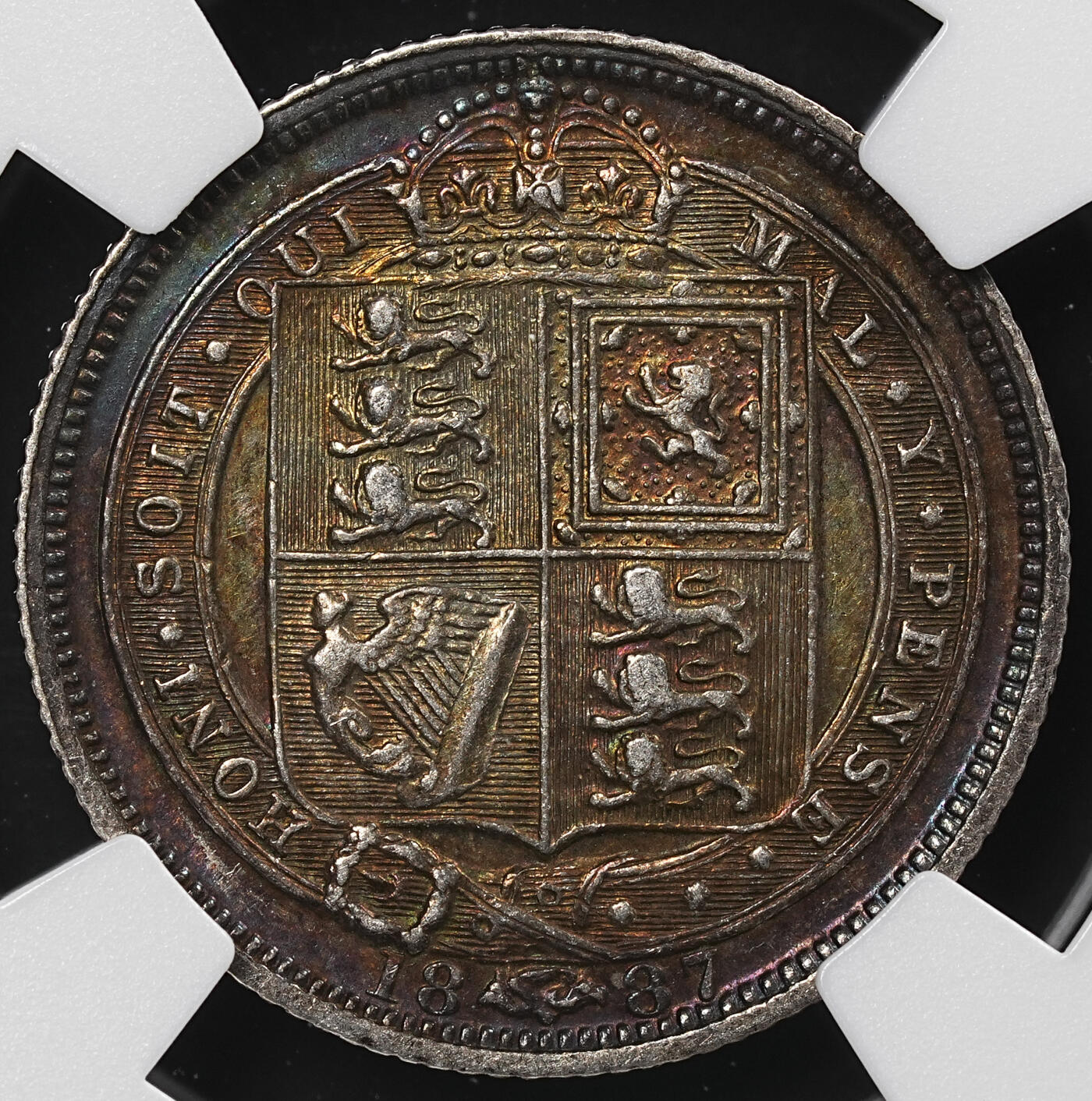 修遠堂世界钱币第九十二期 NGC AU58 1887年英国6便士银币