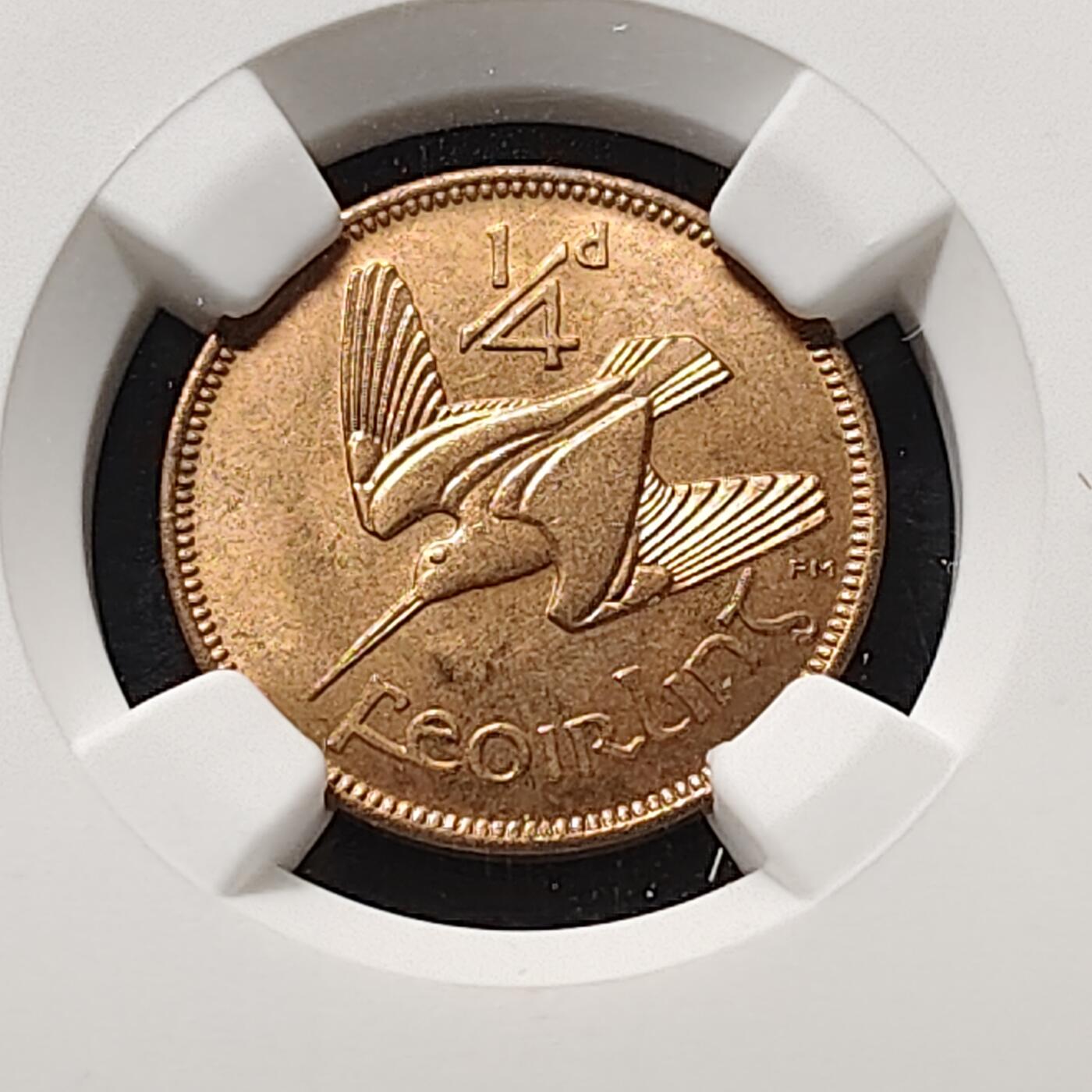 【全场包邮】纯粹捡漏拍477场（免费代拍第14场）调整中 爱尔兰1953年1/4便士铜币-NGC MS63 RB