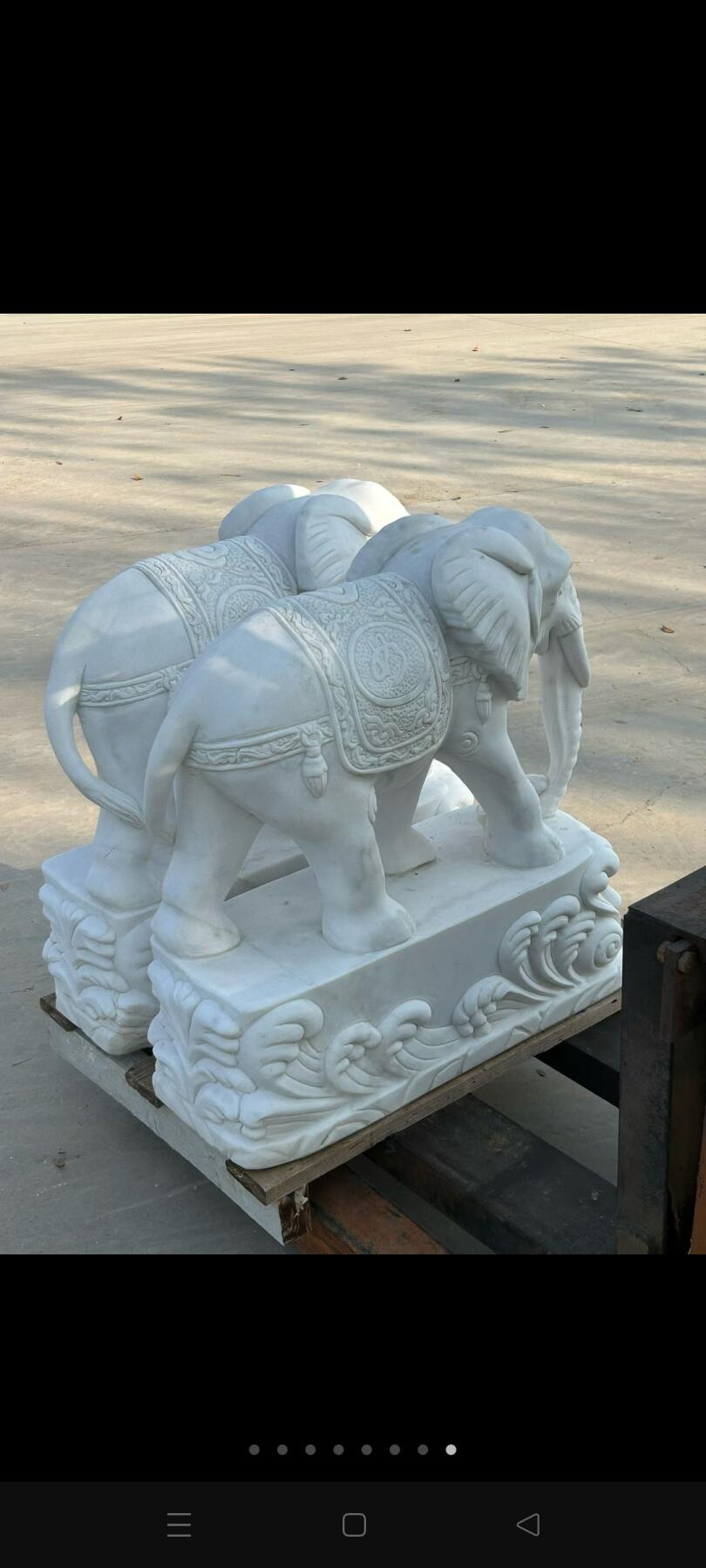 汉白玉石大象一对，尺寸如图，保存特好