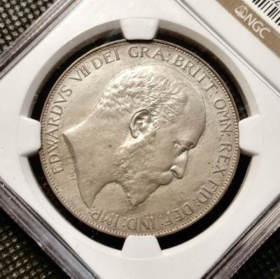 甄臻铺-世界币章拍卖（第38期）立冬小精品场，送拍享返佣金等优惠多多 NGC-PF65MATTE 1902年英国爱德华七世马剑1克朗大银币 精制MATTE 完美原盒状态 爱七克朗达到65的难度和64相比堪称两个世界