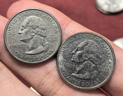 南宋泉阁俄币 外币 国币 专场第十八期 【送拍无额外佣金】 - 美国 新泽西州与西弗吉尼亚州25美分州币一对两枚 好品