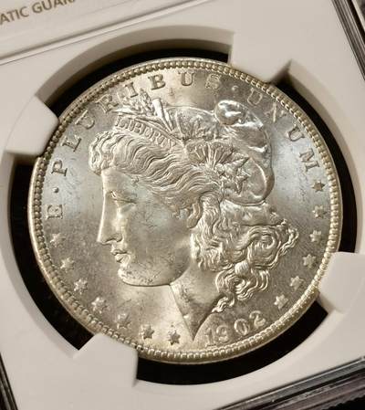 甄臻铺-世界币章拍卖（第38期）立冬小精品场，送拍享返佣金等优惠多多 NGC-MS64 美国1902年O版摩根一元银币