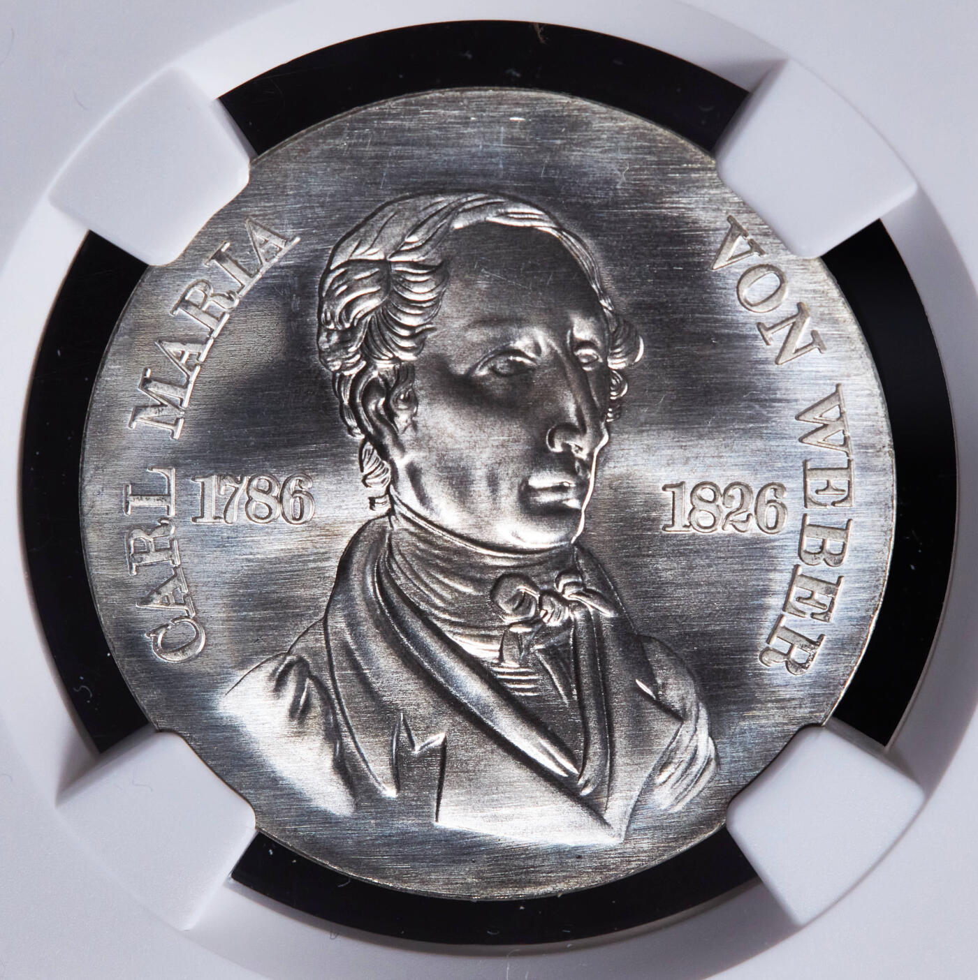 【俄甄集藏】2025年(044)11-12星期三晚 19:30 全场包邮 民主德国（东德）1976年纪念作曲家卡尔·马利亚·冯·韦伯逝世150周年10马克银币，NGC MS68，亚军，顶级状态，重17克，50%银，发行量94000枚，少见品种