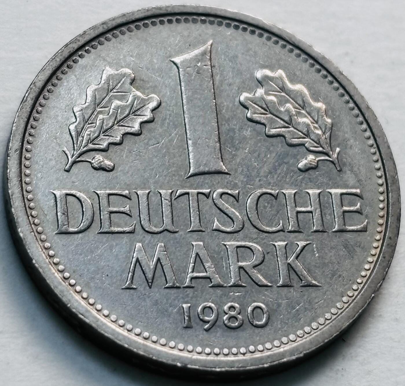 文馨钱币收藏第 279 场，银币，纪念铜章场 长期接收代拍品 1980 年德国 1 马克 F 版