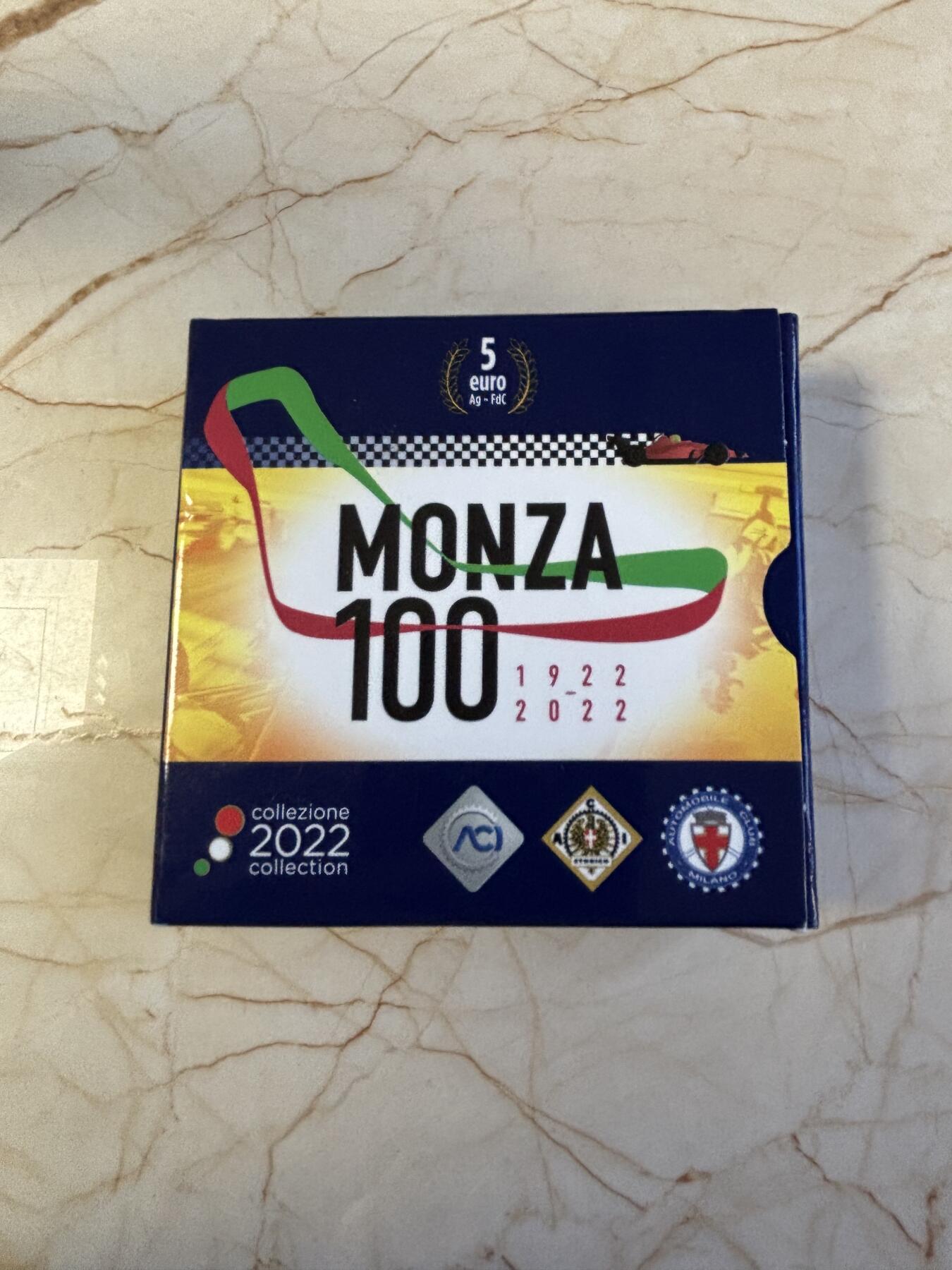 第181期拍卖 意大利2022年一级方程赛车蒙扎赛道5欧精制纪念银币盒证齐 ，925银，18克，发行8000枚