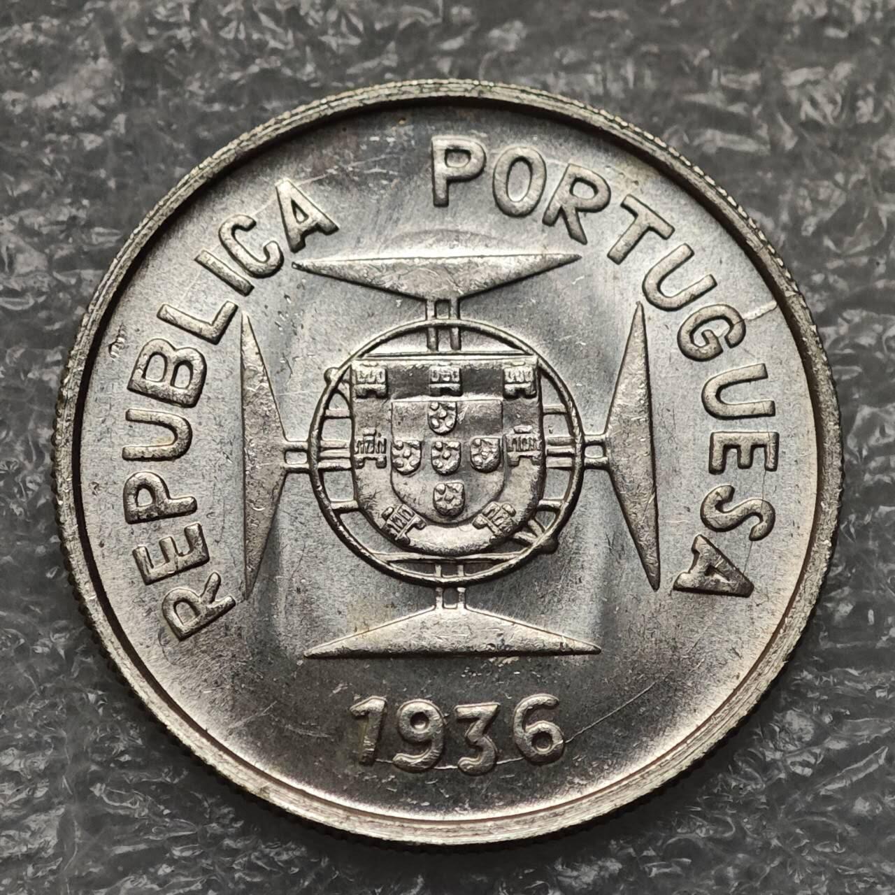 【淘币小摊】限时拍第七百九十五拍  葡属印度爪哇波兰阿根廷专场  满百包邮可预留两周  周一统一发货  葡属印度1936年1/2卢比银币发行量10万枚UNC原光品 km23