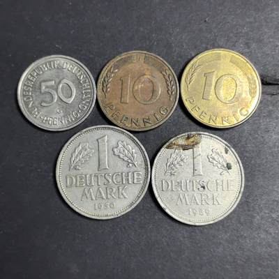 各国硬币第6期 无佣金 - 联邦德国1  10  50芬尼5个