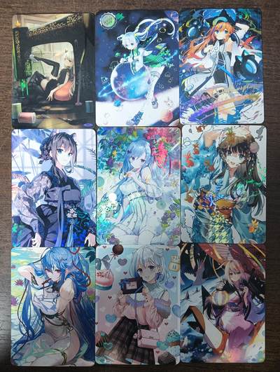 花开卡拍第46期（11月9号周日截拍，品控勿拍!!!拍品不寄存，运费5元，自制卡难免瑕疵，可能存在轻微撞角爆边等出厂瑕疵，品控介意勿拍！） - ACG美少女01 1套9张 彩闪