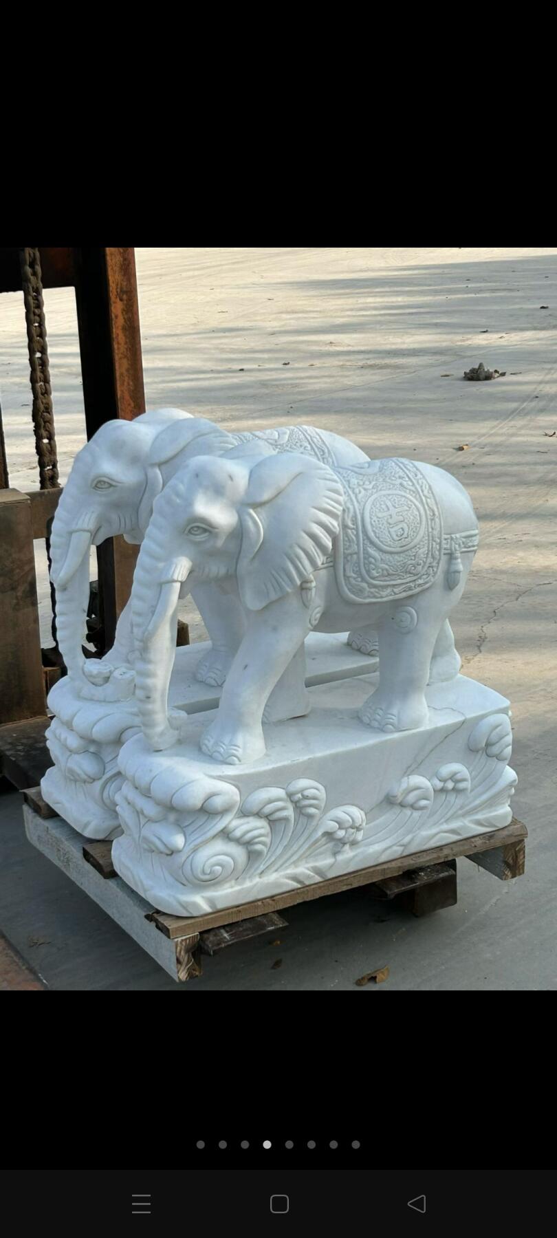 汉白玉石大象一对，尺寸如图，保存特好